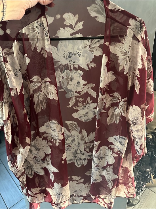 I Joah Tops - I JOAH Burgundy Floral Sheer Kimono